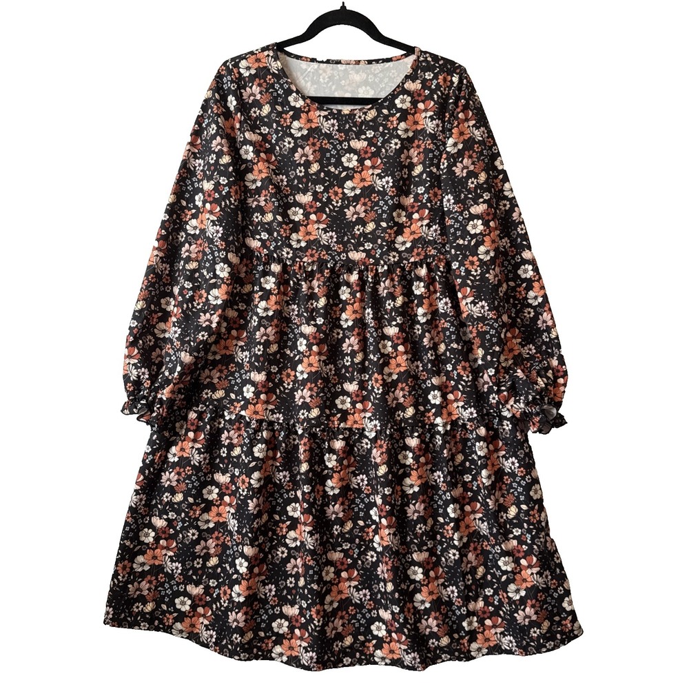 NWT Cottagecore Ditsy Floral Tiered Ruffle Dress M Relaxed Whimsigoth Romantic